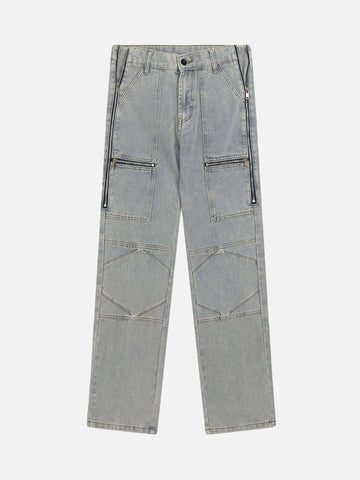 Sneakerland American Washed And Zippered Design Jeans