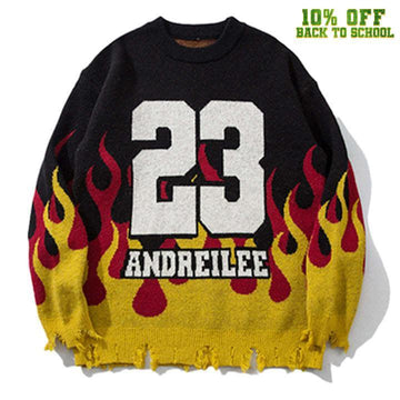 Makersluxe® Distressed Flame Pullover Sweater 23