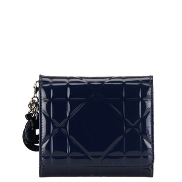 Dior Canarium Three Fold Wallet Navy Patent Leather  Dior