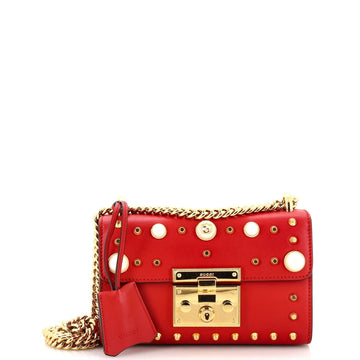 Pearly Padlock Shoulder Bag Studded Leather Small