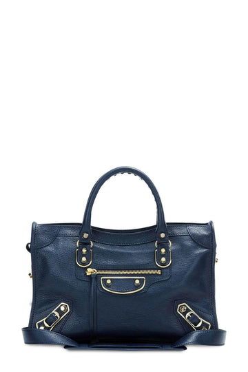 Classic City M Metallic Edge Navy with Gold Hardware