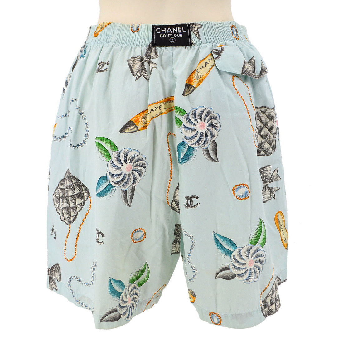 Chanel Spring 1994 Icon-print high-waist shorts