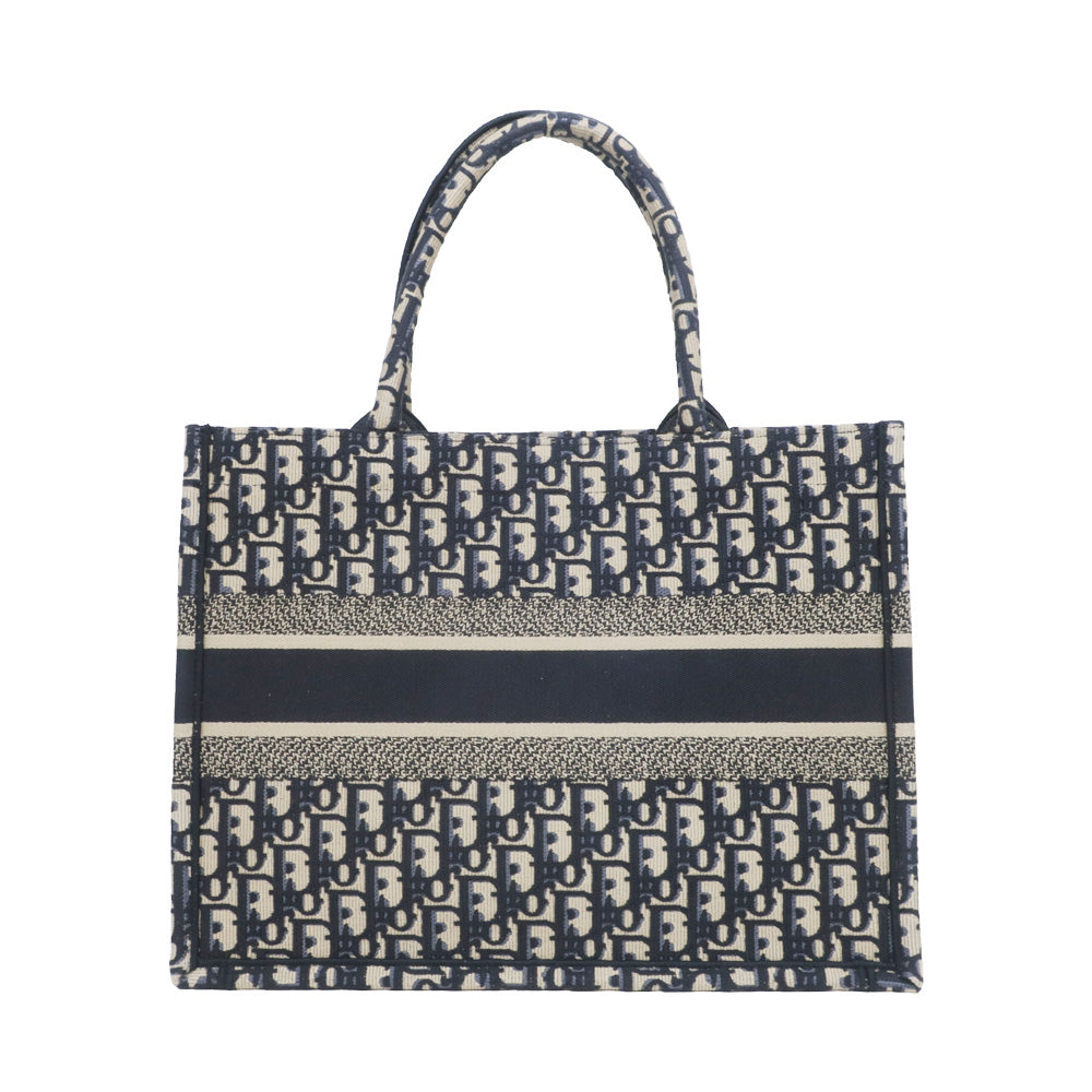 Christian Dior Book Tote Medium Handbag Navy Overshirt Owlick  M1296