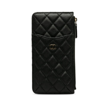 Chanel Matrases Cocomark Timeless Classic Card Box Long Wallet Black Caviar   CHANEL