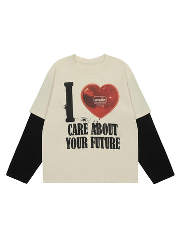 Makersluxe Faux Two-piece Colorblock Crewneck Sweatshirt
