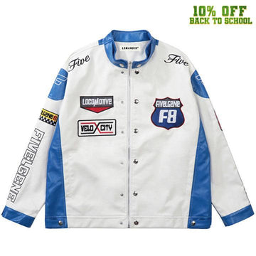 Makersluxe® Motorcycle PU Leather Racing Jacket