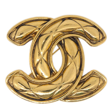 Chanel Quilted CC Brooch Pin Gold 1152