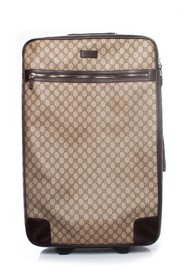 GG canvas suitcase in brown