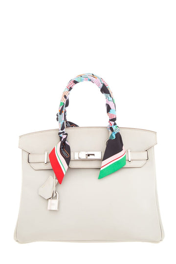 Hermès 2014 Square R Craie Swift 30 cm Birkin W/ Palladium HW
