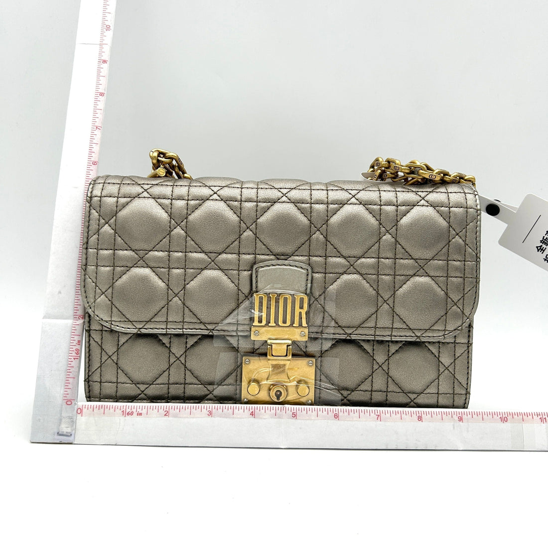 CHRISTIAN DIOR Lambskin Cannage Dioraddict Wallet on Chain Clutch Grey CN2303200001