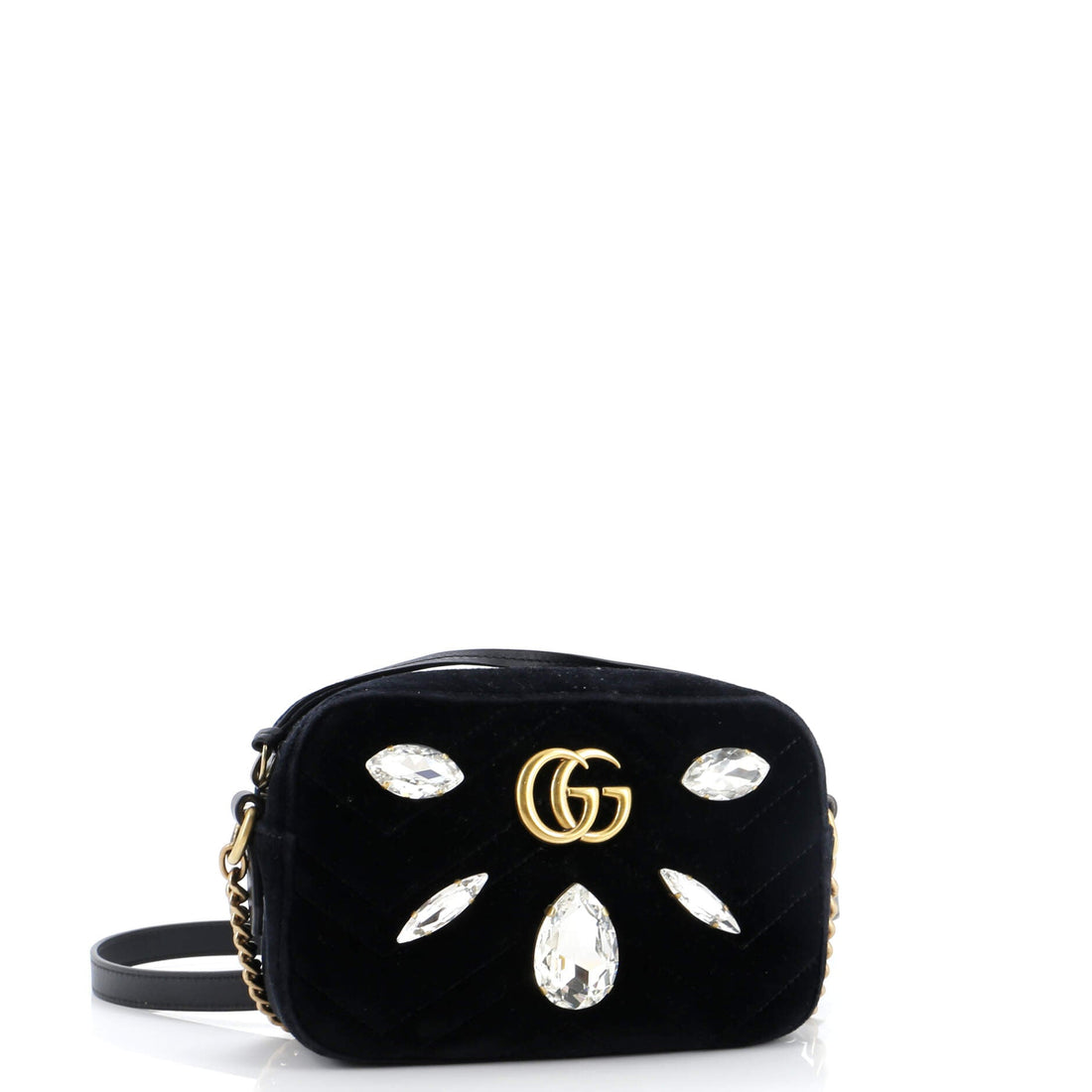 GG Marmont Shoulder Bag Crystal Embellished Matelasse Velvet Mini