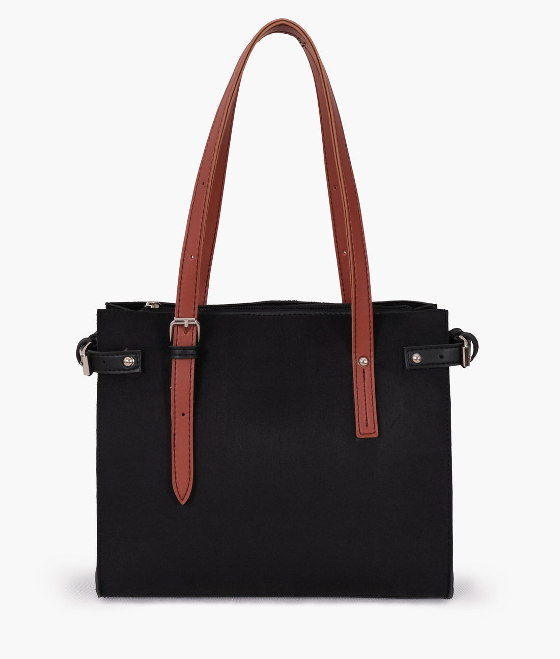 Black suede satchel tote bag