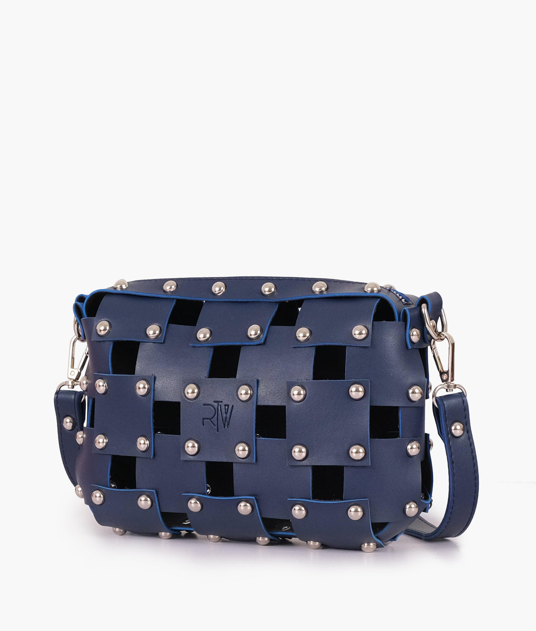 Blue rivet cross-body bag