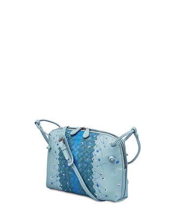 Embroidered Intrecciato Nodini Air Force Blue Floral Blue