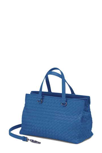 Intrecciato Medium Top Handle Bag Blue