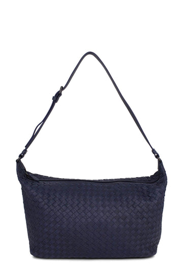 Large Intrecciato Zip Hobo Navy