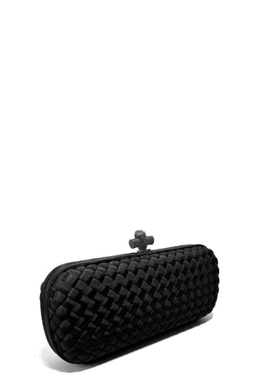 Large Woven Knot Clutch Black