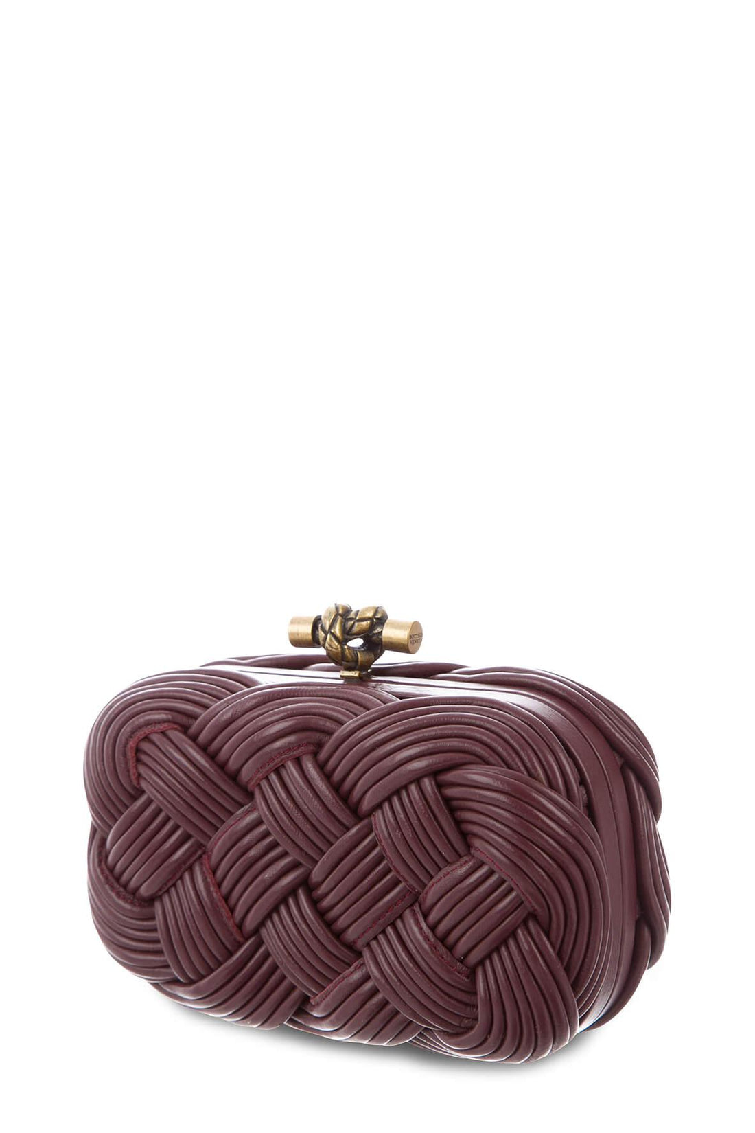 Leather Braided Knot Clutch Dark Barolo