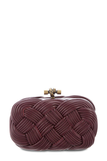 Leather Braided Knot Clutch Dark Barolo