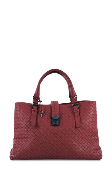 Medium Roma Intrecciato Dark Red