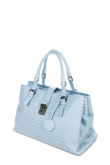 Medium Roma Intrecciato Sky Blue