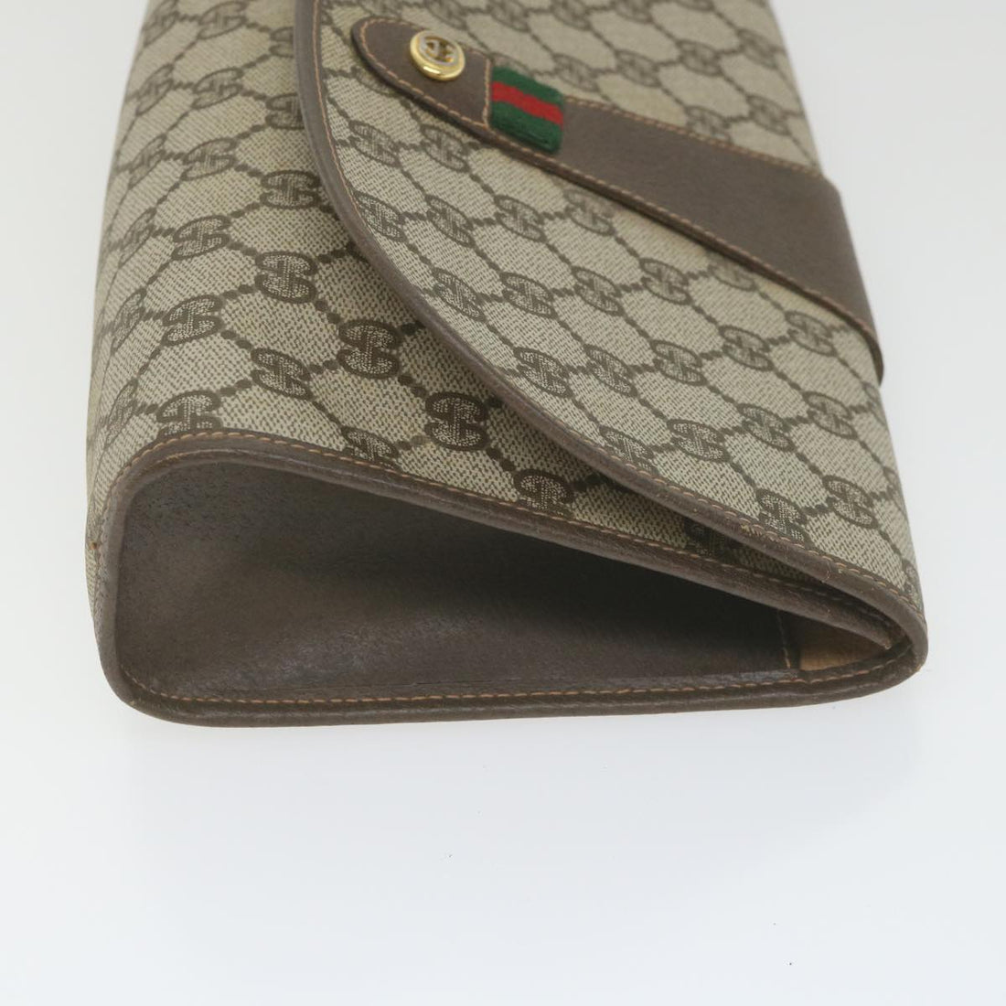 GUCCI GG Supreme Web Sherry Line Clutch Bag Red Beige 156 01 030 bs10106