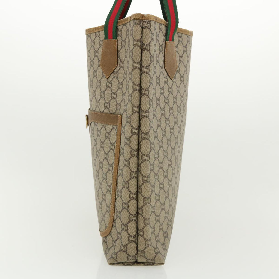 GUCCI GG Plus Canvas WebSherry Line Tote Bag Beige Red Green bs3253