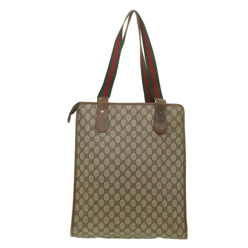 GUCCI GG Canvas Web Sherry Line Tote Bag PVC Leather Beige 89.02.092 bs4214