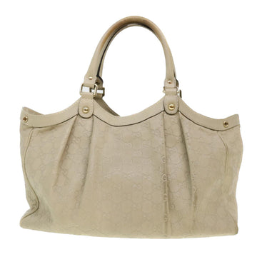 GUCCI Gucci Shima GG Tote Bag Leather Beige 211944 bs4876
