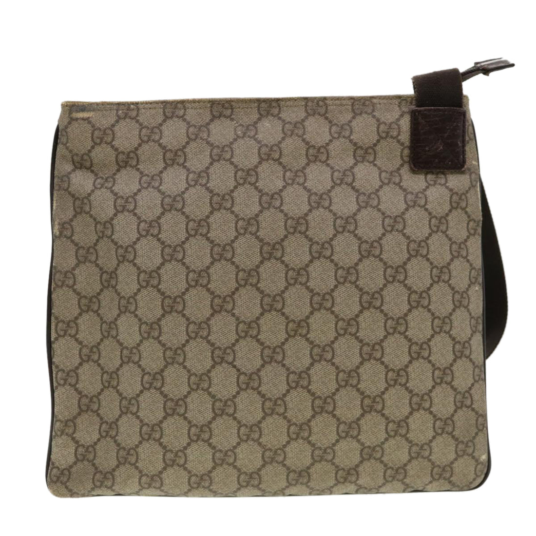 GUCCI GG Canvas Shoulder Bag PVC Leather Beige Dark Brown 141626 bs5003
