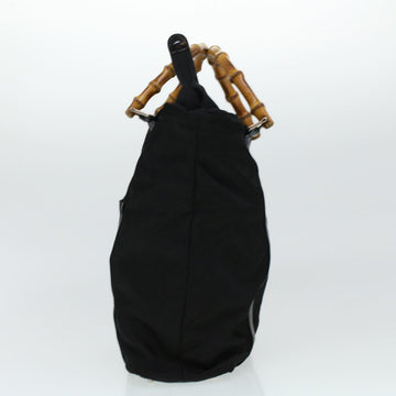 GUCCI Bamboo Hand Bag Nylon Black bs5044