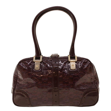 GUCCI Shoulder Bag Patent leather Purple 145770 bs5305
