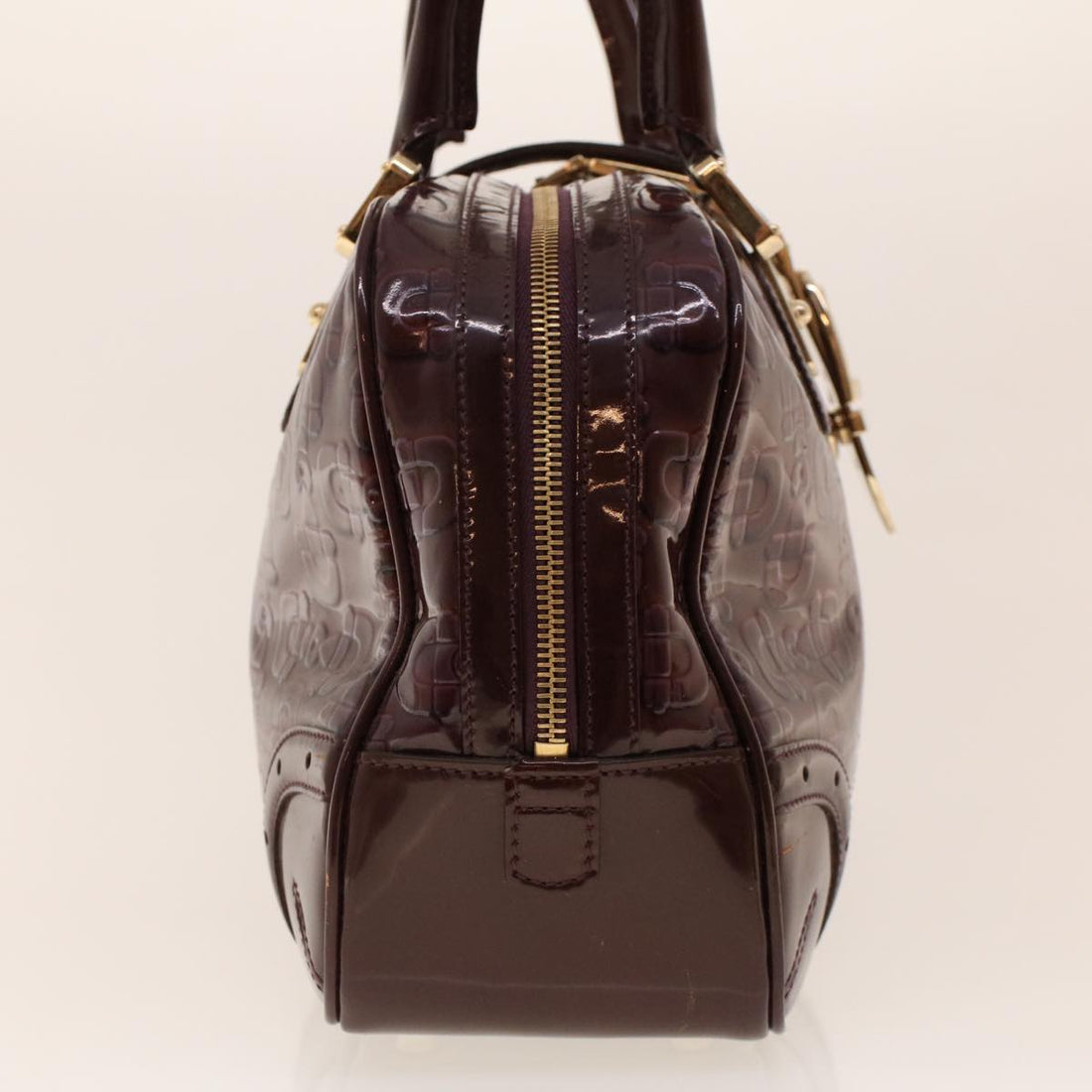 GUCCI Shoulder Bag Patent leather Purple 145770 bs5305