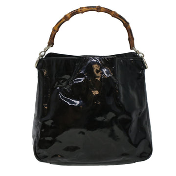 GUCCI GG Canvas Bamboo Shoulder Bag Patent leather 4Set Black Beige bs5393