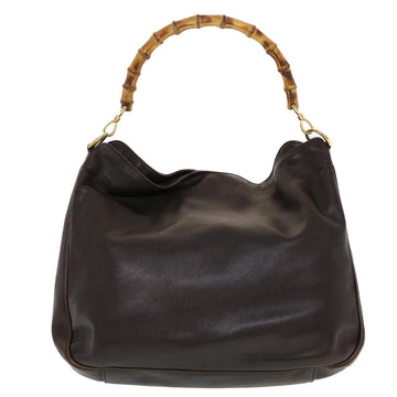 GUCCI Bamboo Hand Bag Leather 2way Black 001.2852.1577.0 bs5868