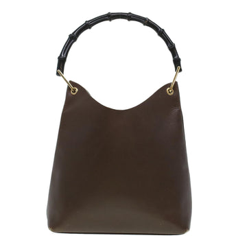 GUCCI Bamboo Shoulder Bag Leather Dark Brown bs5983