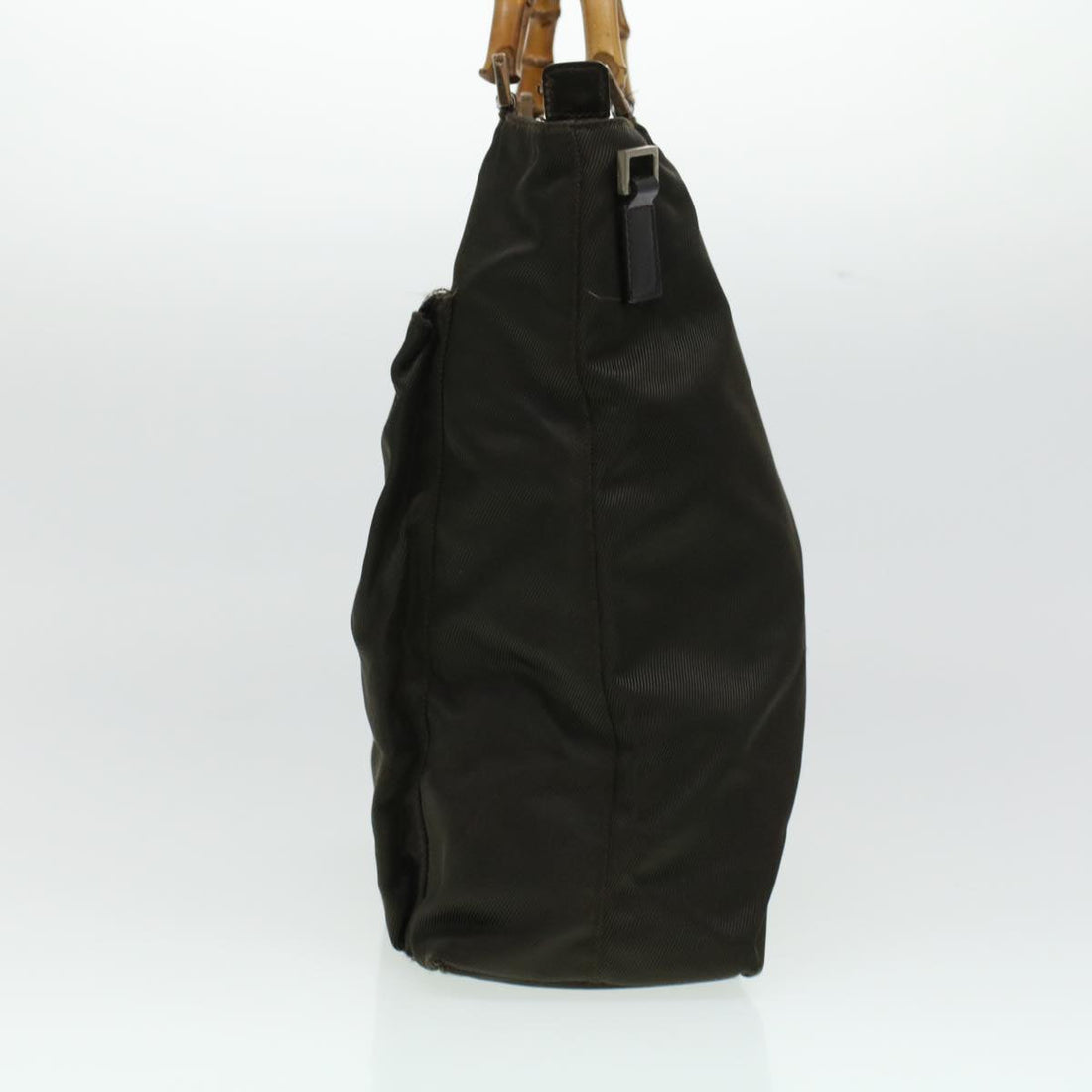 GUCCI Bamboo Shoulder Bag Nylon Khaki bs5984