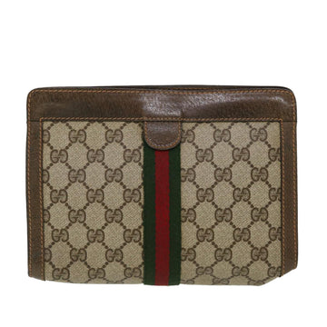 GUCCI GG Canvas Web Sherry Line Clutch Bag Beige Red Green 89.01.001 bs5999