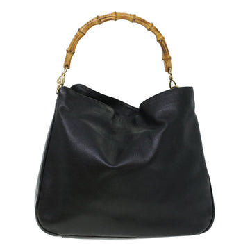 GUCCI Bamboo Shoulder Bag Leather 2way Black bs6163