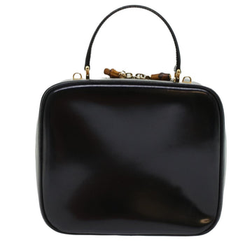 GUCCI Bamboo Vanity Cosmetic Pouch Patent leather Black bs6279