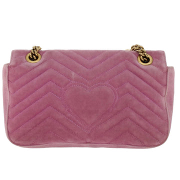 GUCCI GG Marmont Chain Shoulder Bag Velor Pink 443497 bs6311