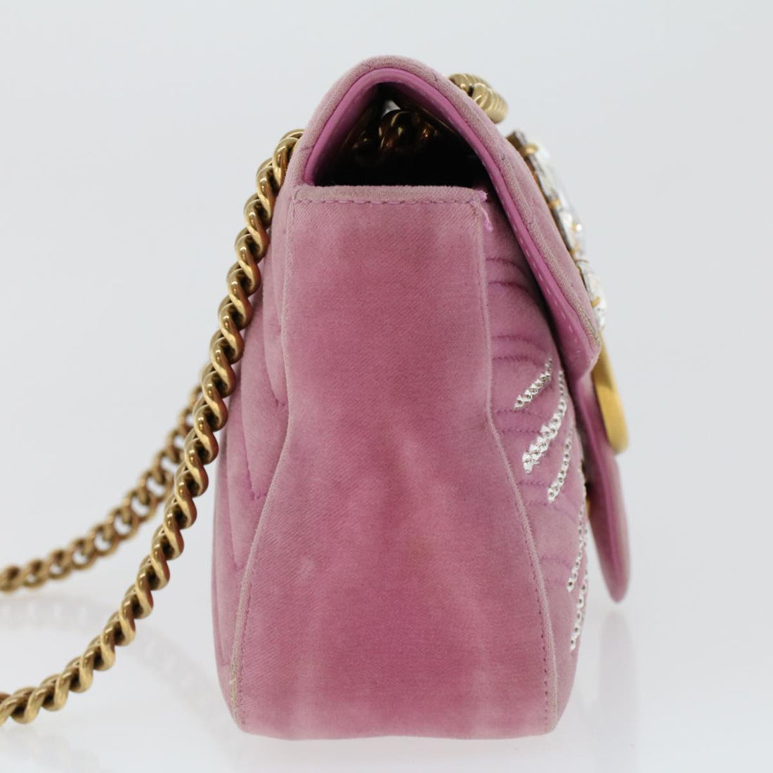 GUCCI GG Marmont Chain Shoulder Bag Velor Pink 443497 bs6311