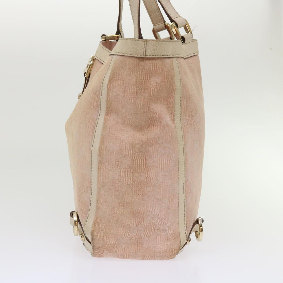 GUCCI GG Canvas Tote Bag Leather Pink 141472 bs6464
