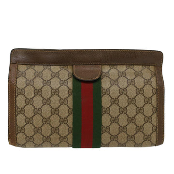 GUCCI GG Canvas Web Sherry Line Clutch Bag Beige Red 89•01•002 bs6599