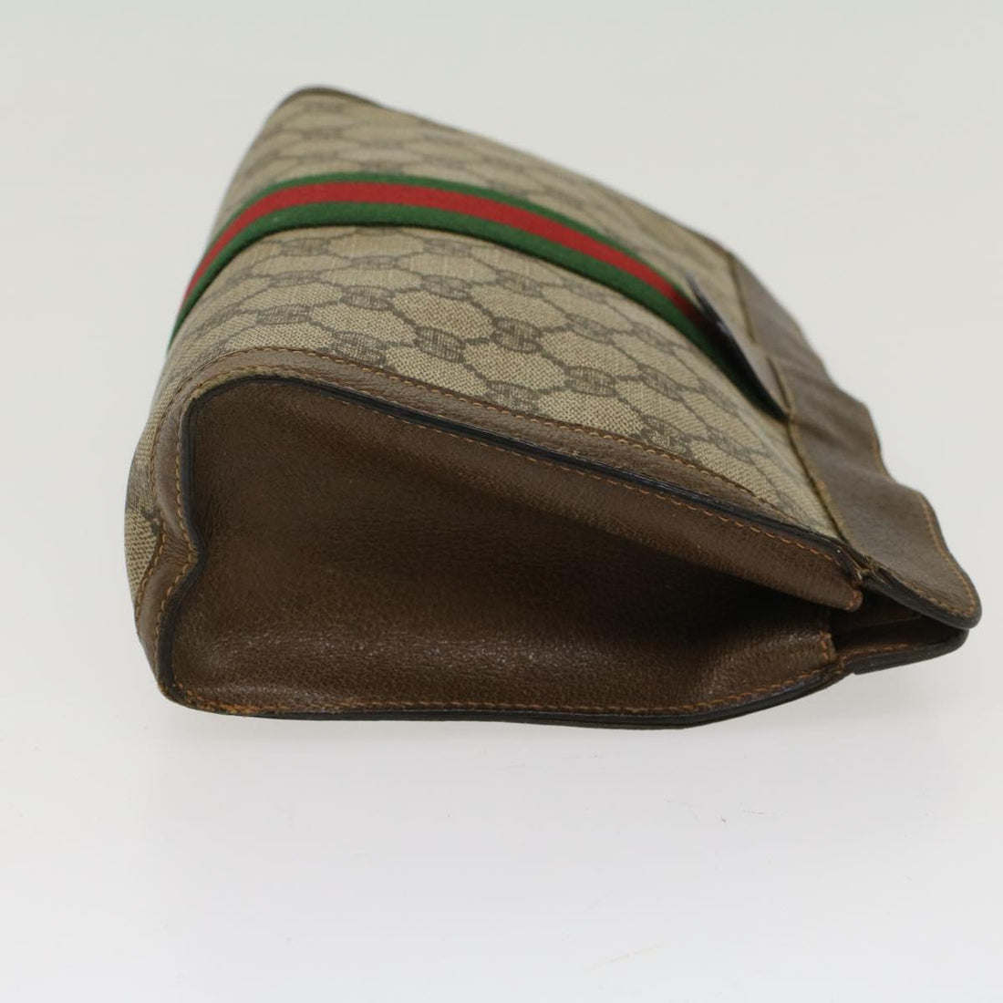GUCCI GG Canvas Web Sherry Line Clutch Bag Beige Red 89•01•002 bs6599