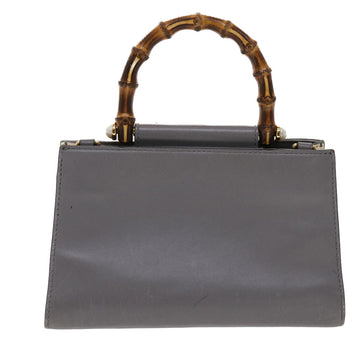 GUCCI Bamboo Hand Bag Leather Gray 470271 bs6837