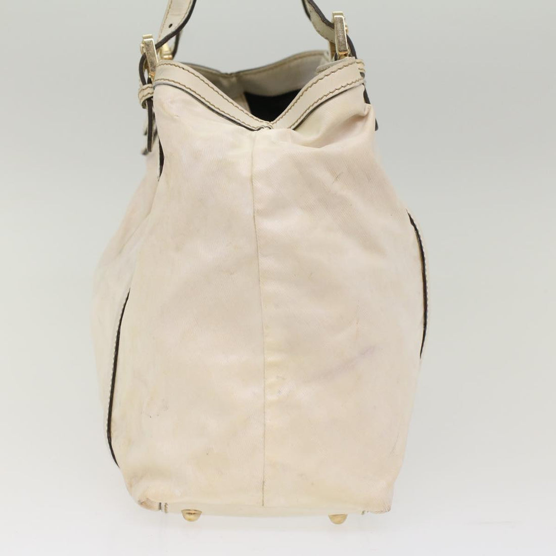 GUCCI Web Sherry Line Shoulder Bag Coated Canvas White Red 162094 bs6990