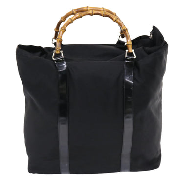 GUCCI Bamboo Hand Bag Nylon Black bs7000