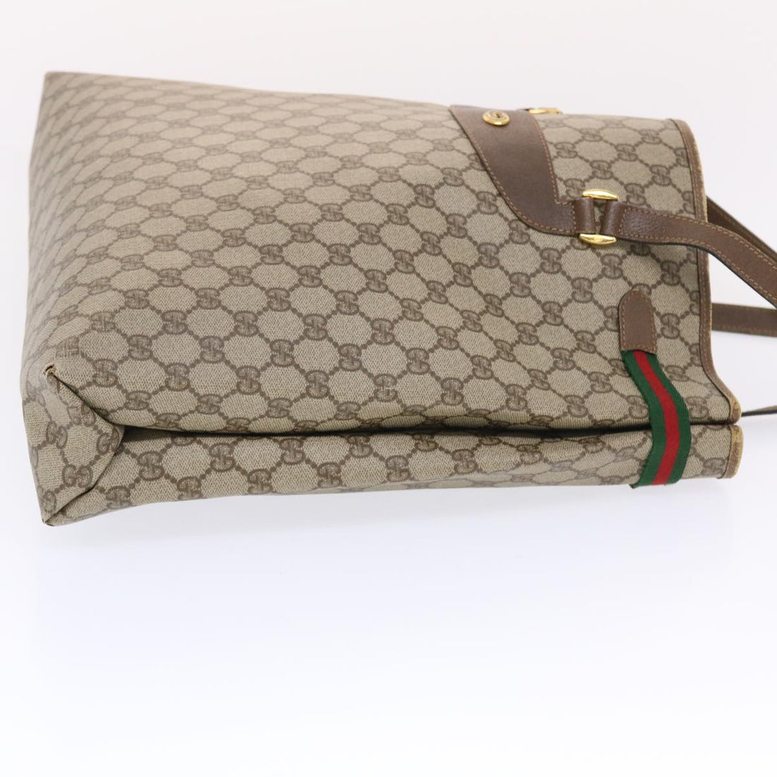 GUCCI GG Canvas Web Sherry Line Tote Bag Beige Red Green 39.02.091 bs7153