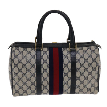 GUCCI GG Canvas Sherry Line Boston Bag Gray Red Navy 012•3842•58 bs7178